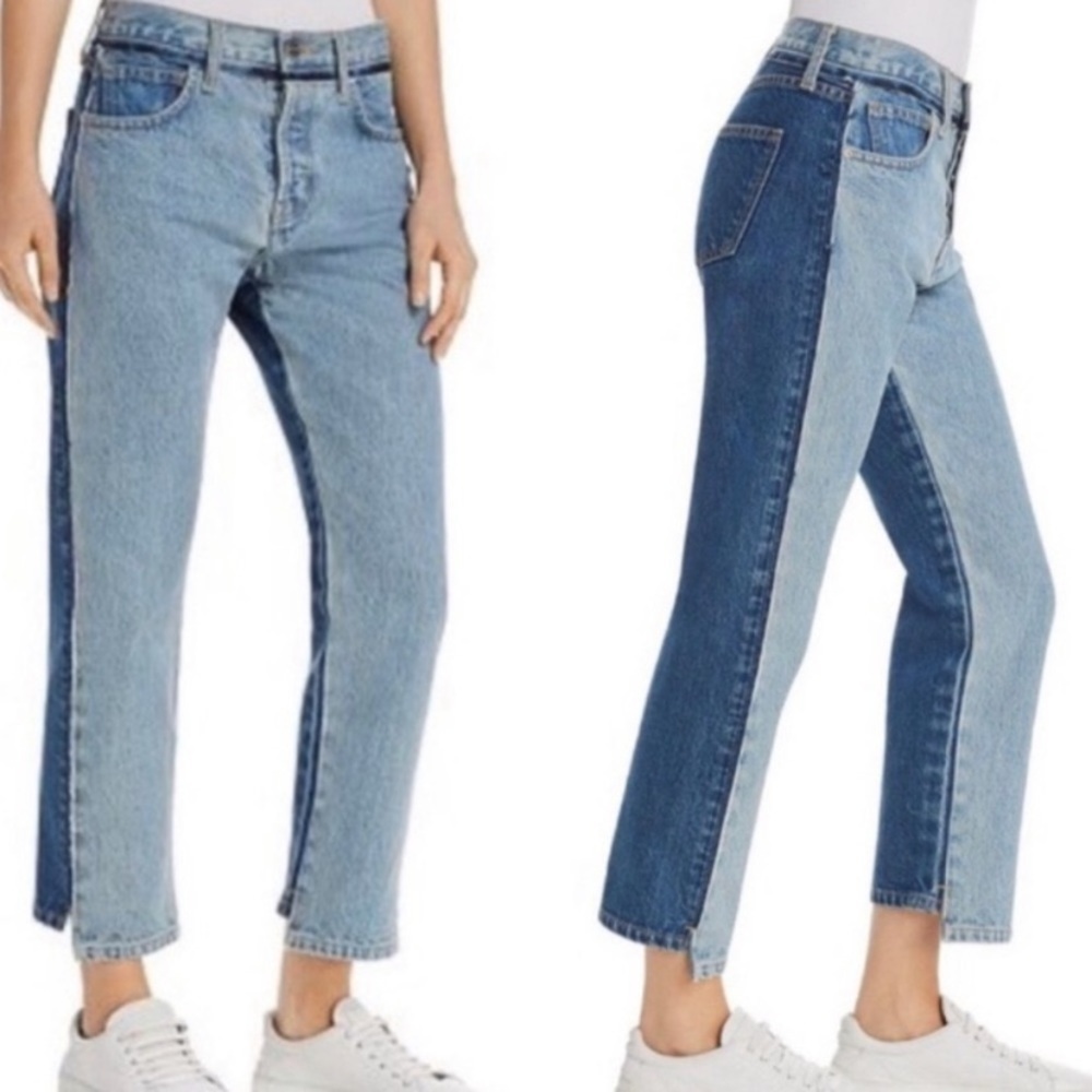CURRENT ELLIOTT Colorblock High Waist Somera Straight Denim Ankle Jeans sz 26